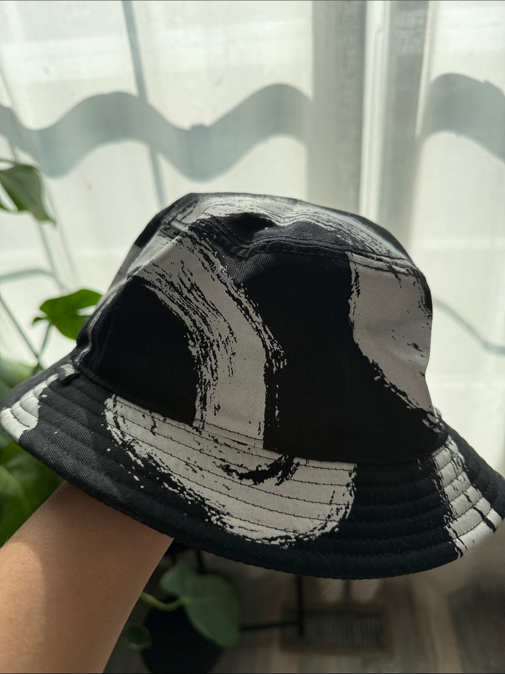 Stampd Black and White Brushstroke Bucket Hat